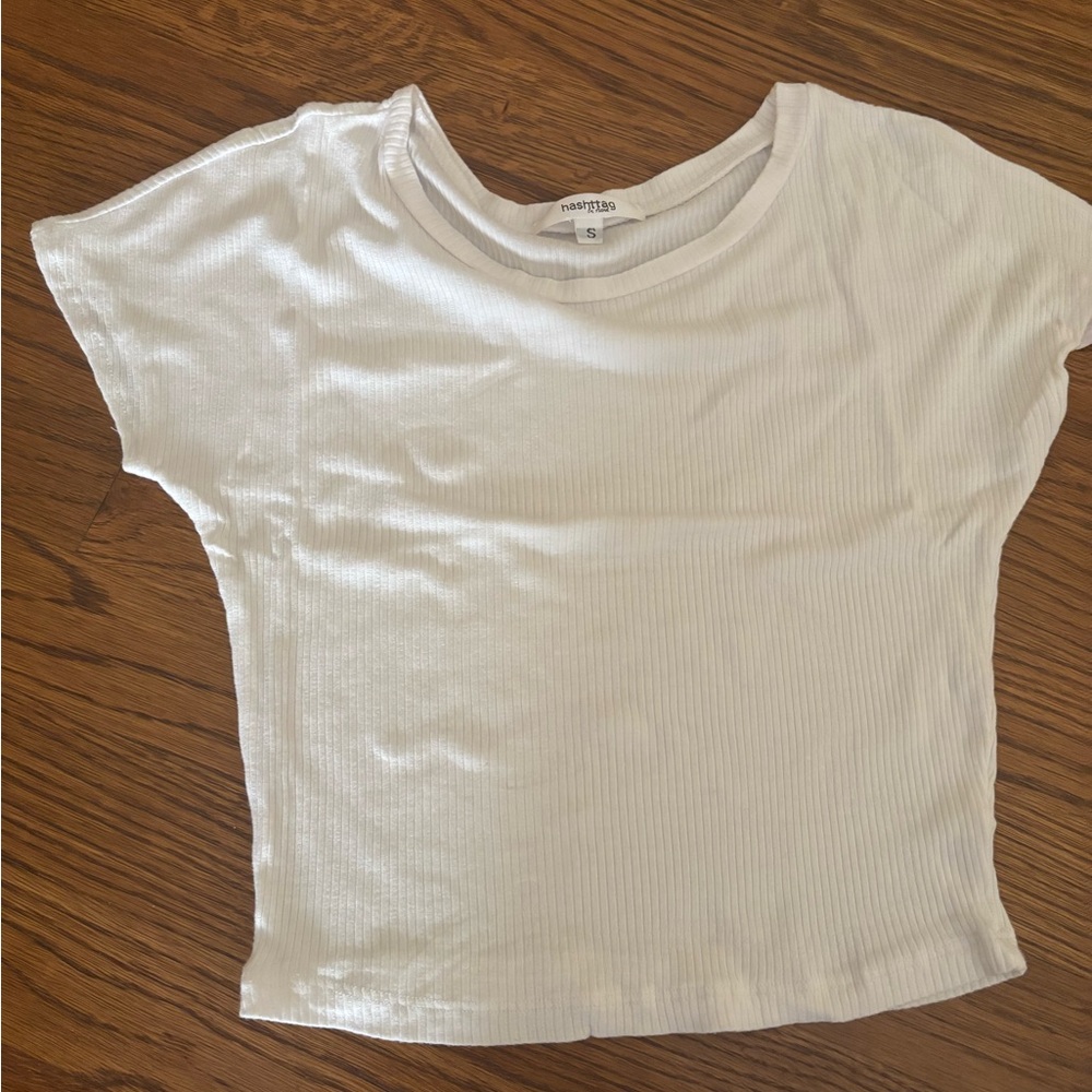 Hashtag white crop top